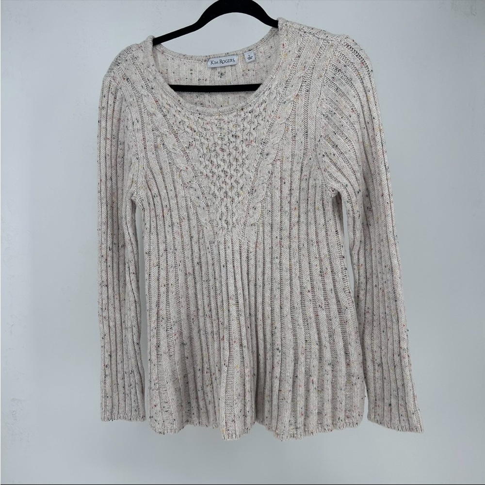 Cream Speckled Cable-Knit Women’s Sweater